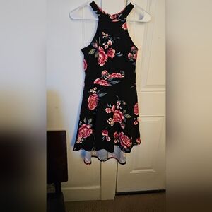 Crave Fame Black and Pink Floral Kids Dress